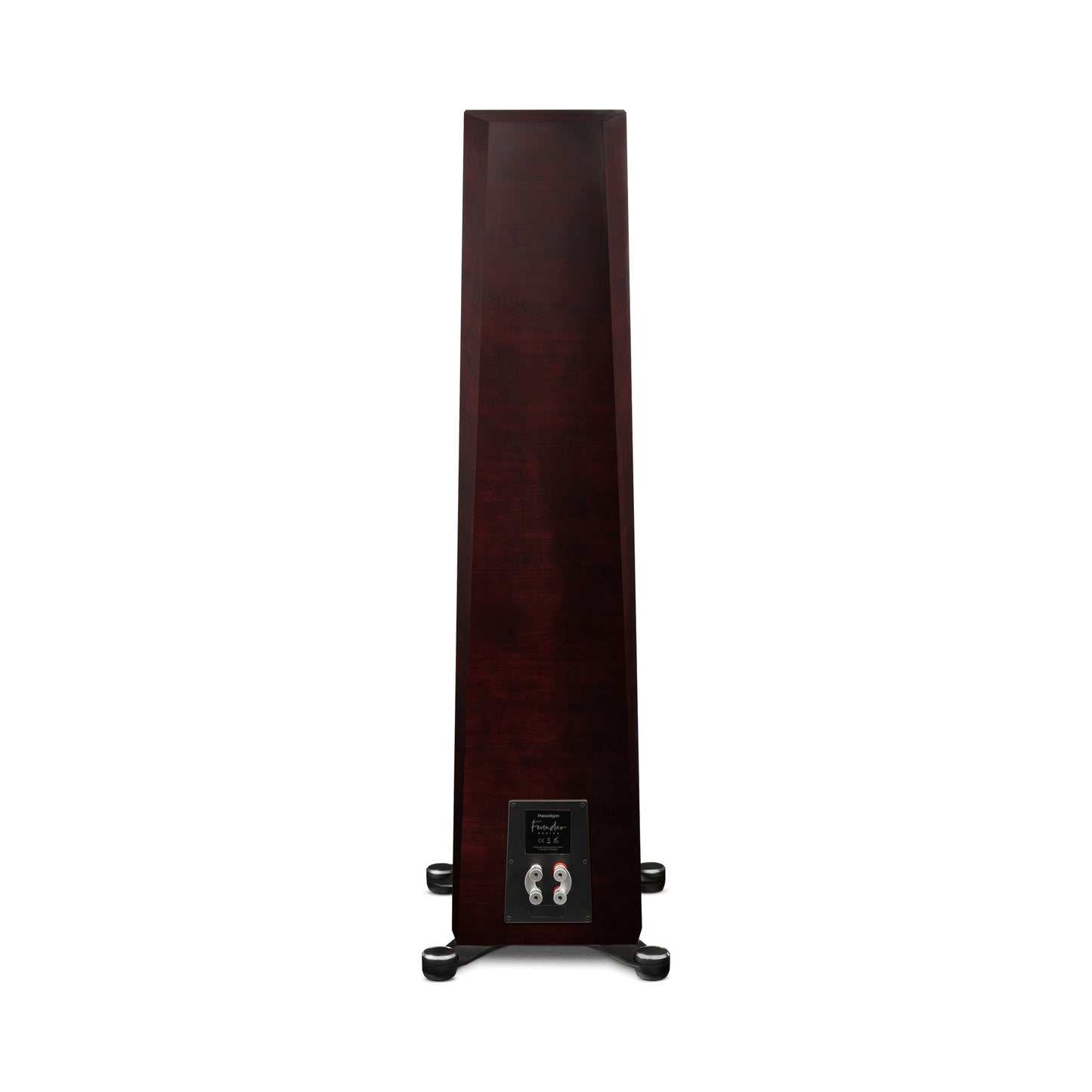 Paradigm Founder 100F Standlautsprecher Rückansicht mit Bi-Wiring-Anschlussfeld, Midnight Cherry