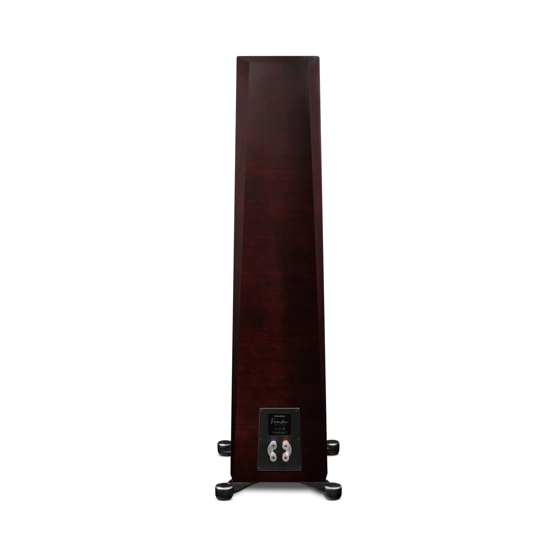 Paradigm Founder 100F Standlautsprecher Rückansicht mit Bi-Wiring-Anschlussfeld, Midnight Cherry