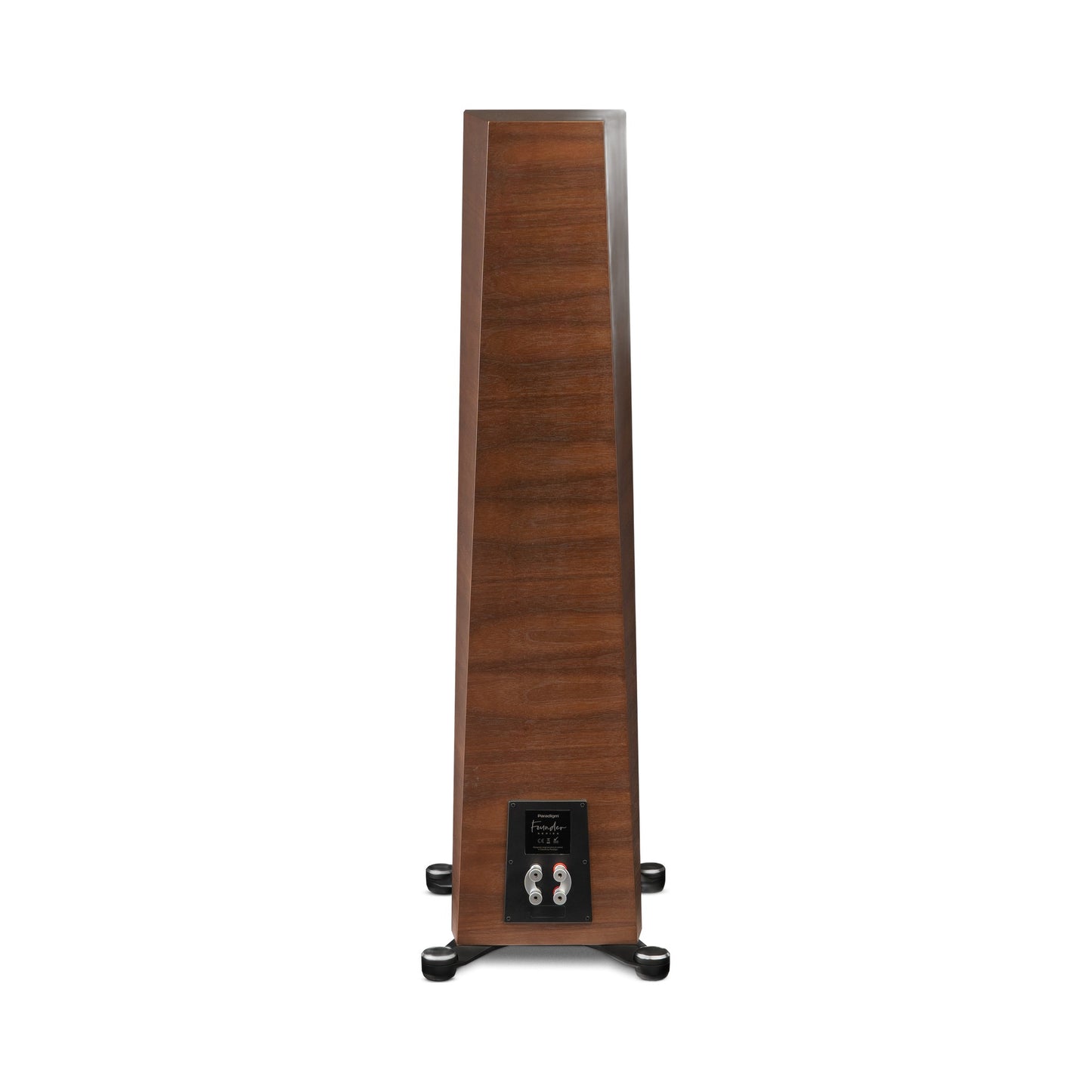Paradigm Founder 100F Standlautsprecher Rückansicht mit Bi-Wiring-Anschlussfeld, Walnut
