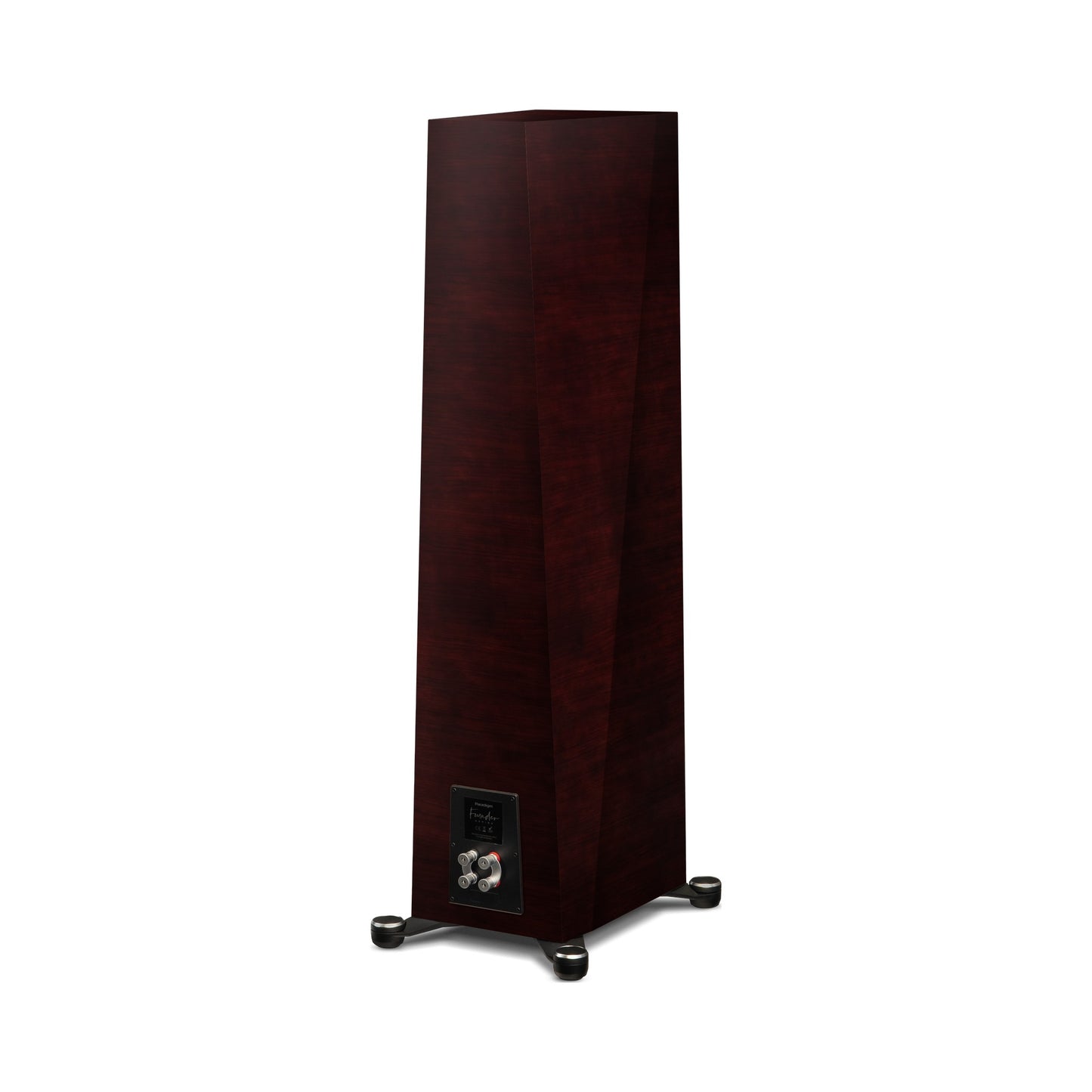 Paradigm Founder 100F Standlautsprecher Rückansicht schräg mit Anschlussfeld, Midnight Cherry