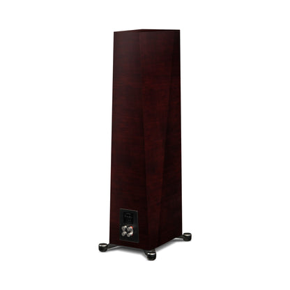Paradigm Founder 100F Standlautsprecher Rückansicht schräg mit Anschlussfeld, Midnight Cherry