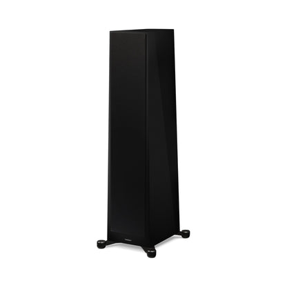 Paradigm Founder 120H Standlautsprecher Schrägansicht mit montierter Abdeckung, Black Gloss