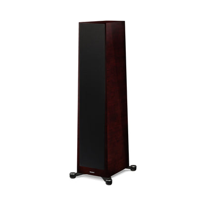 Paradigm Founder 120H Standlautsprecher Schrägansicht mit montierter Abdeckung, Midnight Cherry