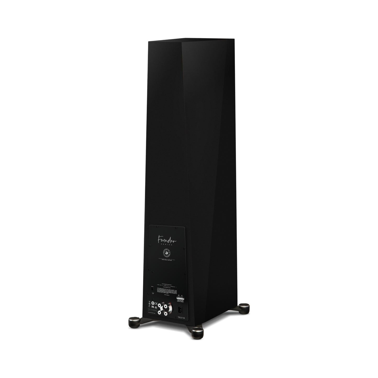 Paradigm Founder 120H Standlautsprecher Rückansicht schräg mit Anschlussfeld, Black Gloss