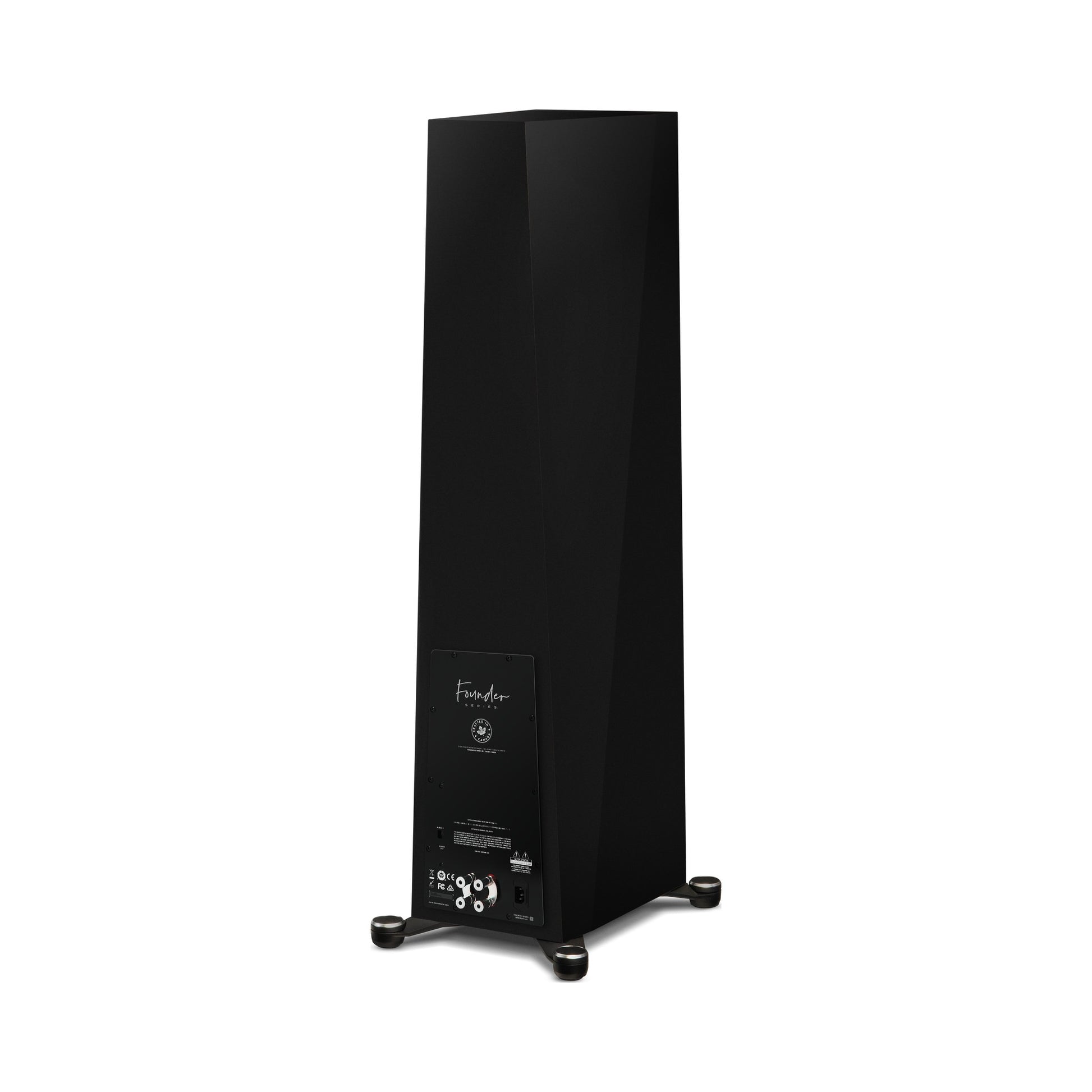 Paradigm Founder 120H Standlautsprecher Rückansicht schräg mit Anschlussfeld, Black Gloss