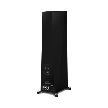 Paradigm Founder 120H Standlautsprecher Rückansicht schräg mit Anschlussfeld, Black Gloss