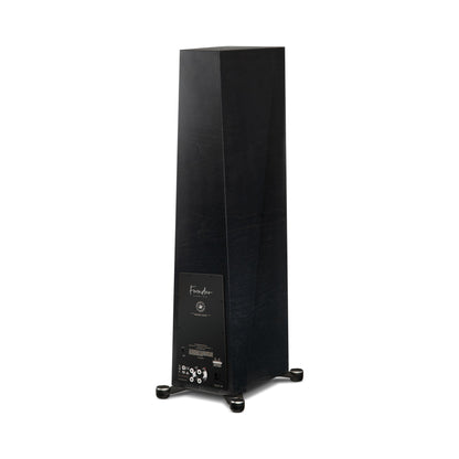 Paradigm Founder 120H Standlautsprecher Rückansicht schräg mit Anschlussfeld, Black Walnut