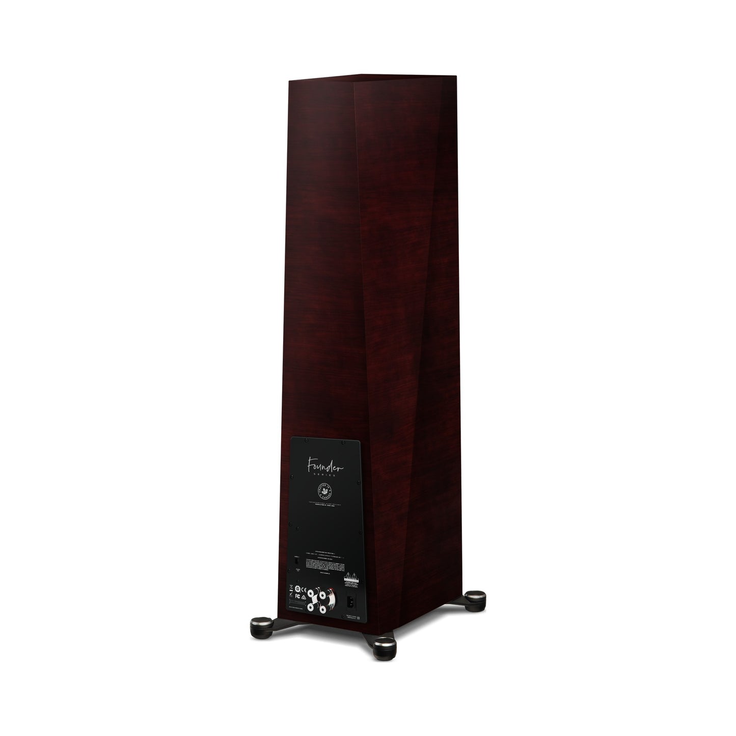 Paradigm Founder 120H Standlautsprecher Rückansicht schräg mit Anschlussfeld, Midnight Cherry