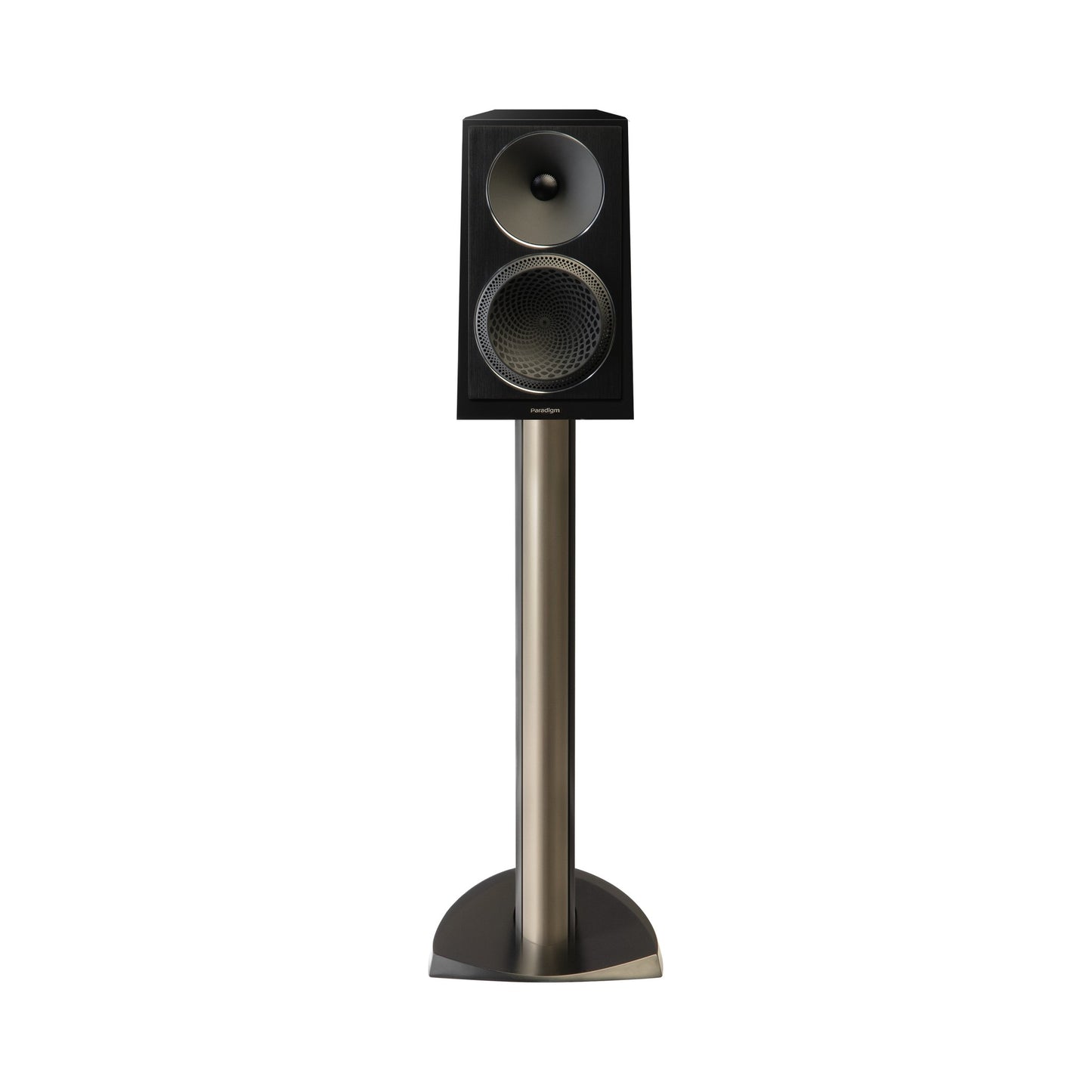 Paradigm Founder 40B Regallautsprecher Frontansicht auf Standfuss, Black Gloss