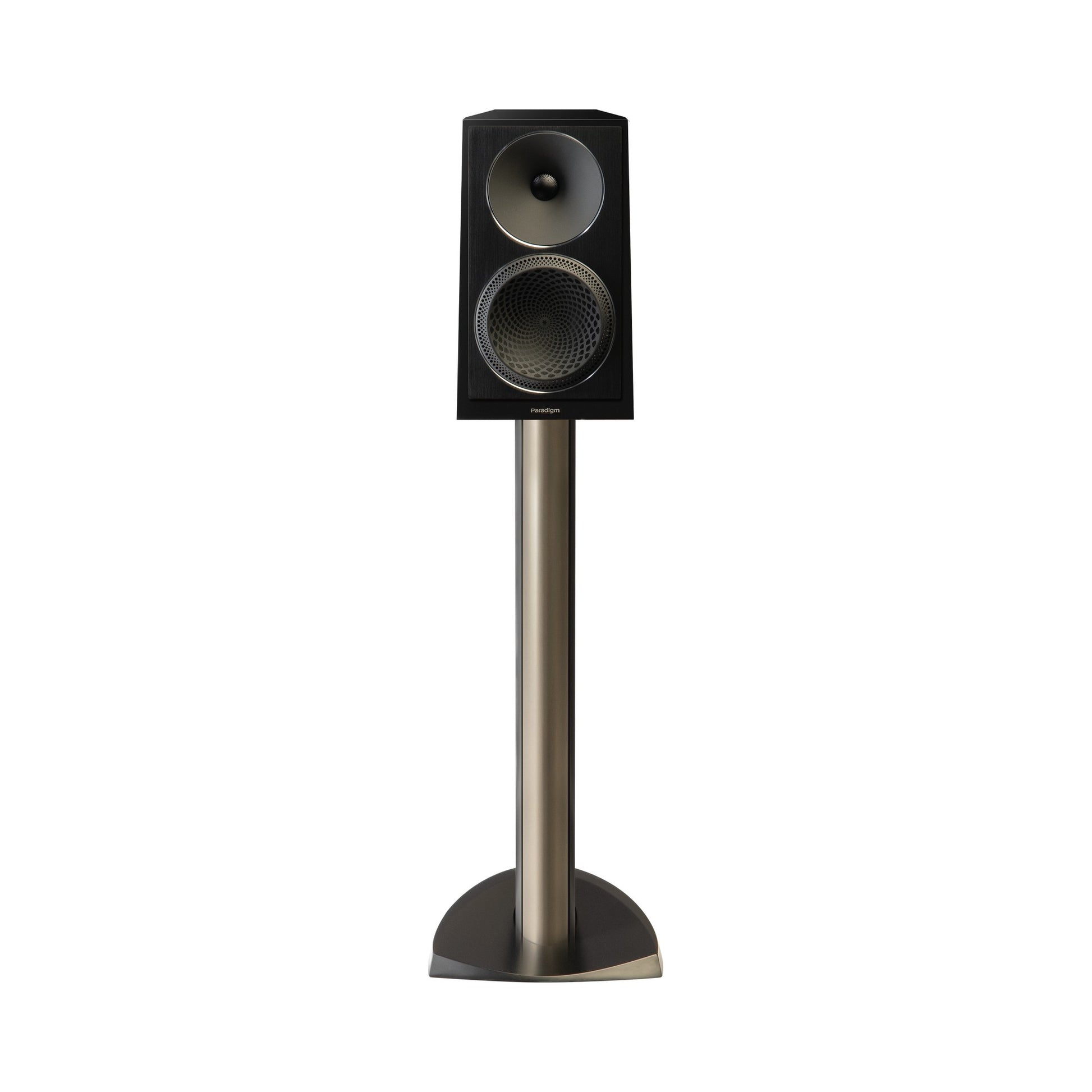 Paradigm Founder 40B Regallautsprecher Frontansicht auf Standfuss, Black Gloss