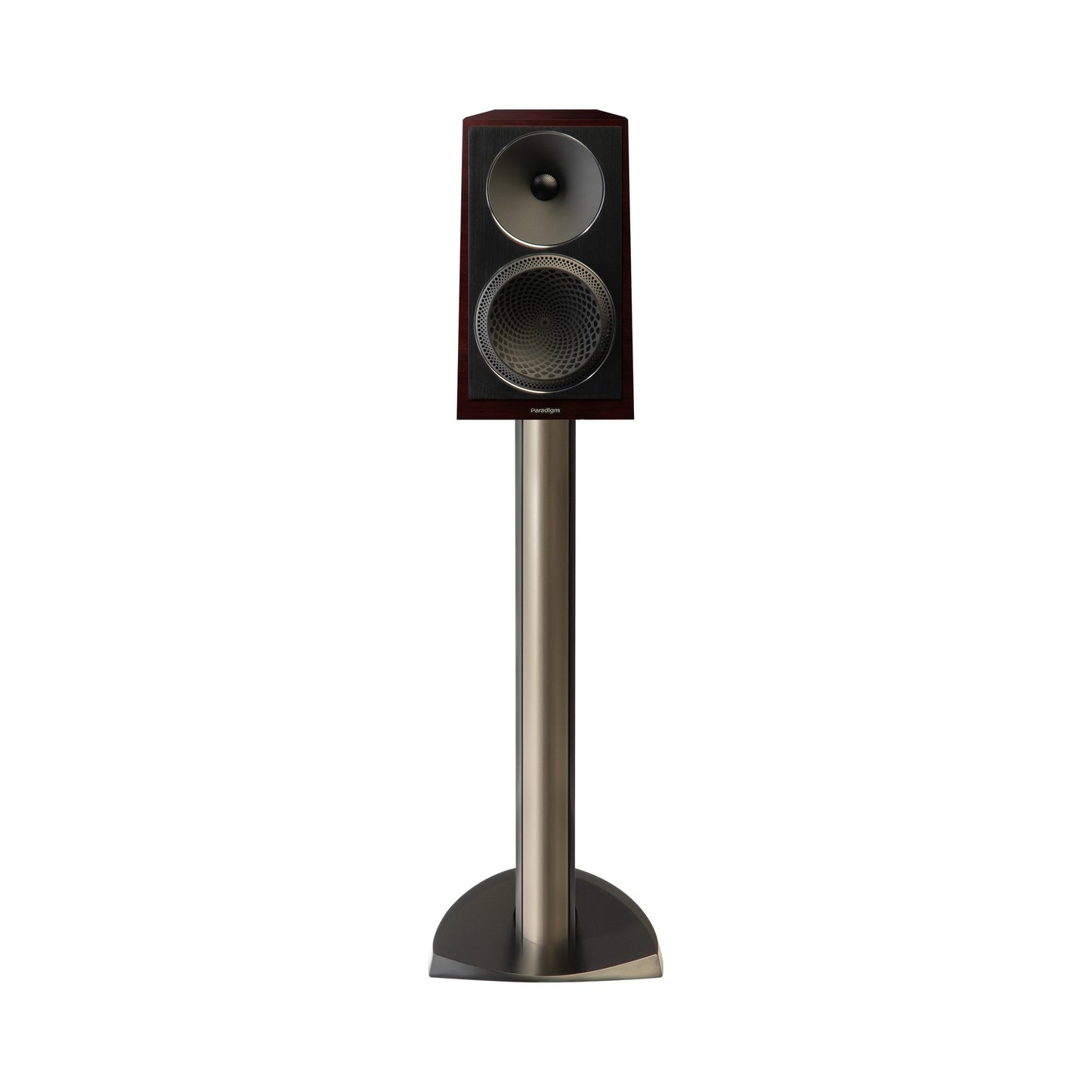 Paradigm Founder 40B Regallautsprecher Frontansicht auf Standfuss, Midnight Cherry