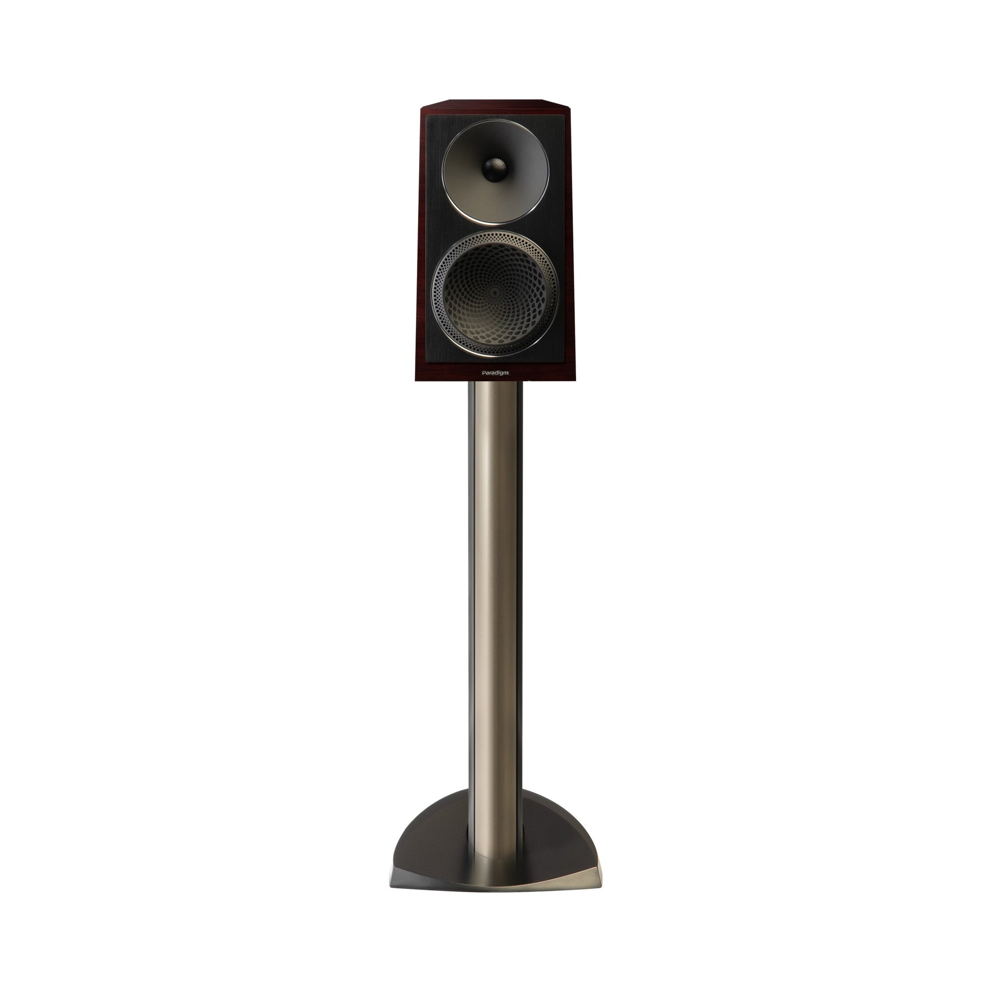 Paradigm Founder 40B Regallautsprecher Frontansicht auf Standfuss, Midnight Cherry