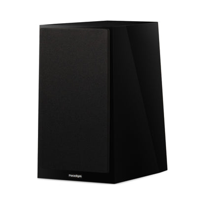 Paradigm Founder 40B Regallautsprecher Schrägansicht mit montierter Abdeckung ohne Standfuss, Black Gloss