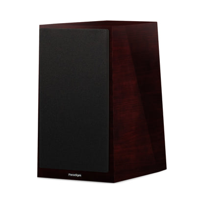 Paradigm Founder 40B Regallautsprecher Schrägansicht mit montierter Abdeckung ohne Standfuss, Midnight Cherry