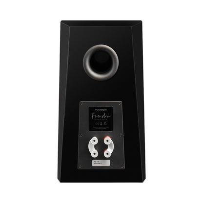Paradigm Founder 40B Regallautsprecher Rückansicht mit Bi-Wiring-Anschlussfeld ohne Standfuss, Black Gloss