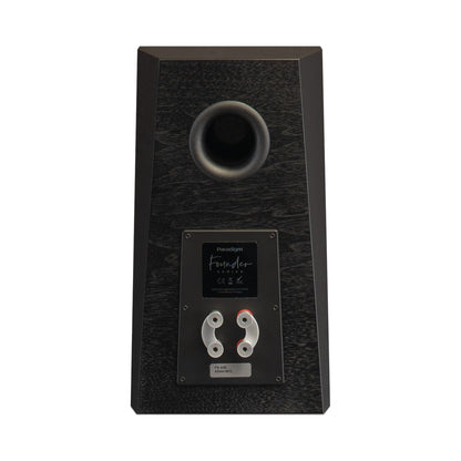 Paradigm Founder 40B Regallautsprecher Rückansicht mit Bi-Wiring-Anschlussfeld ohne Standfuss, Black Walnut