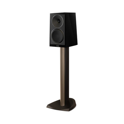 Paradigm Founder 40B Regallautsprecher Schrägansicht auf Standfuss, Black Gloss