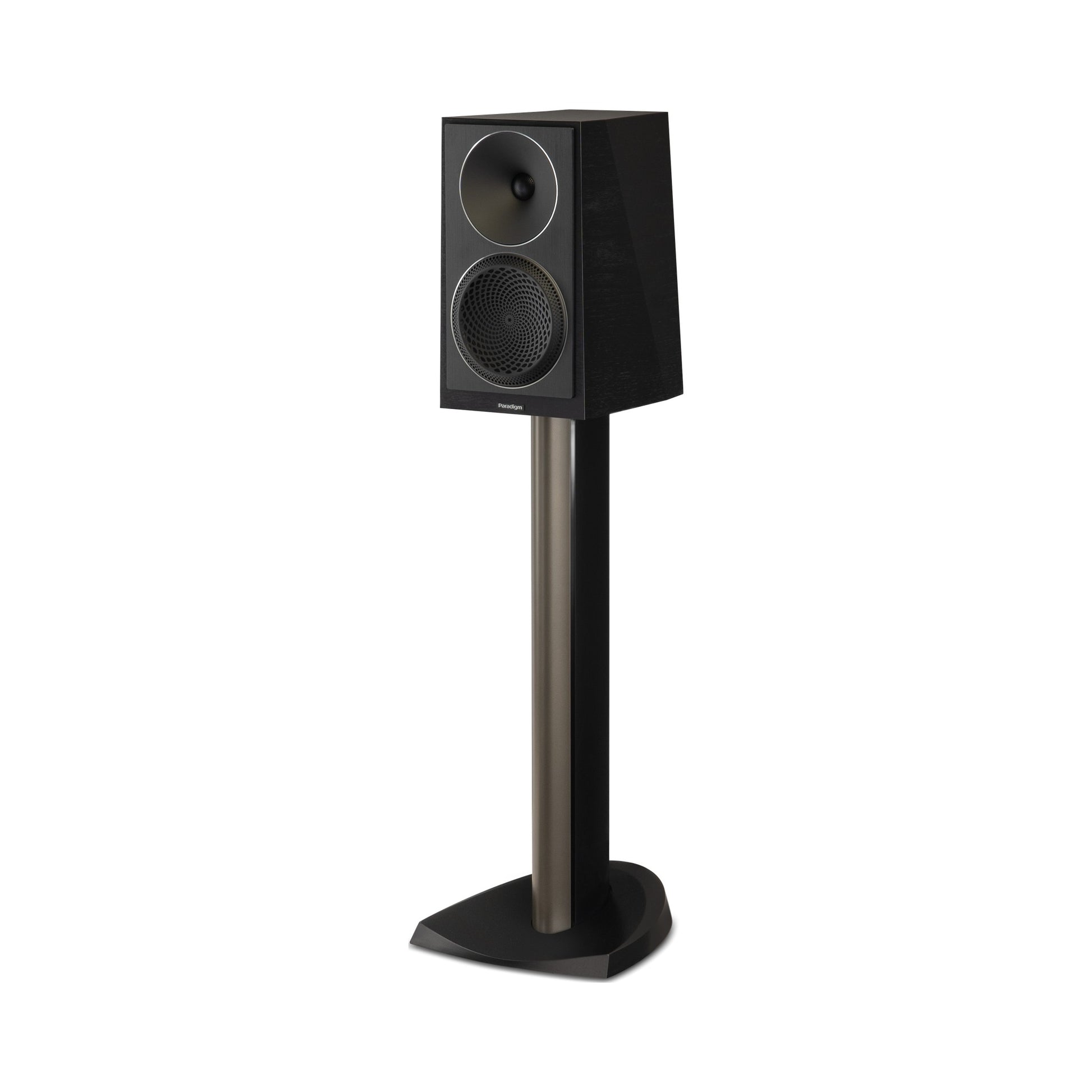 Paradigm Founder 40B Regallautsprecher Schrägansicht auf Standfuss, Black Walnut