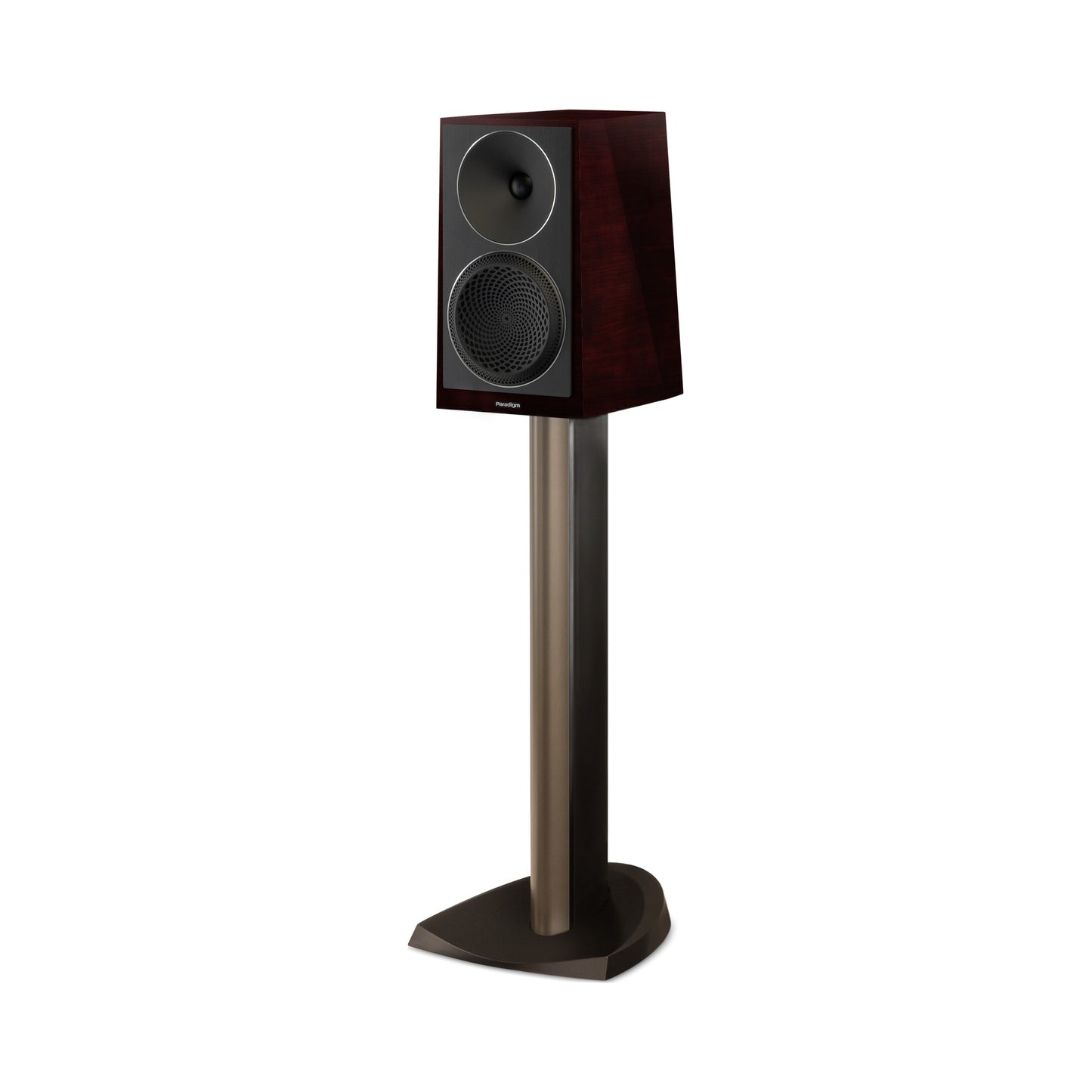 Paradigm Founder 40B Regallautsprecher Schrägansicht auf Standfuss, Midnight Cherry