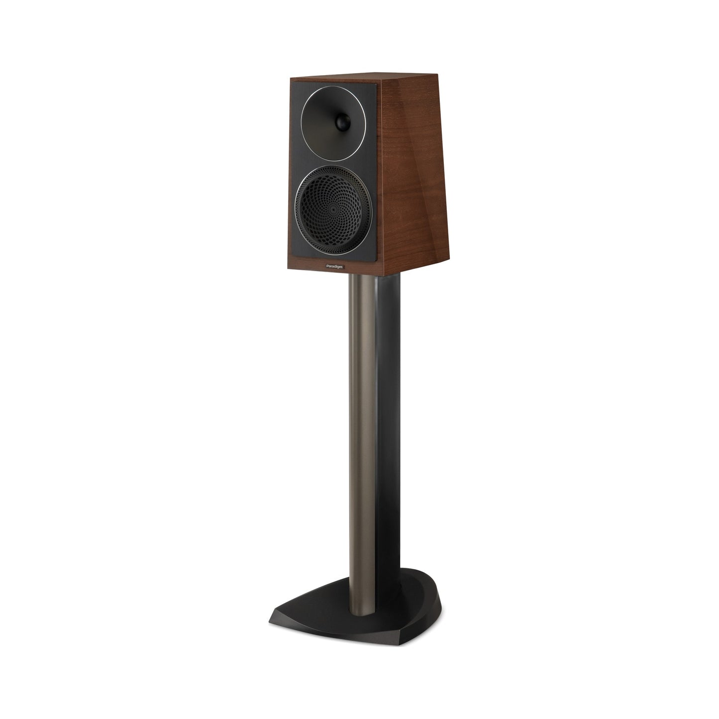 Paradigm Founder 40B Regallautsprecher Schrägansicht auf Standfuss, Walnut