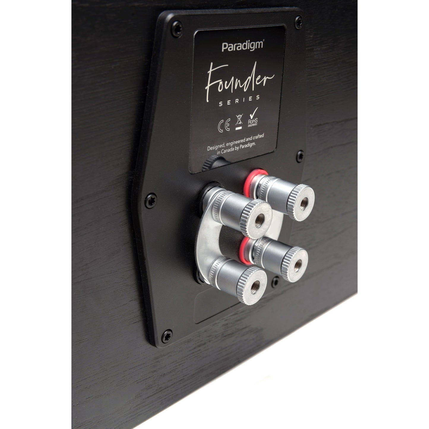 Paradigm Founder 70LCR Lautsprecher Detailansicht Anschlussklemmen Nahaufnahme 2, Black Gloss