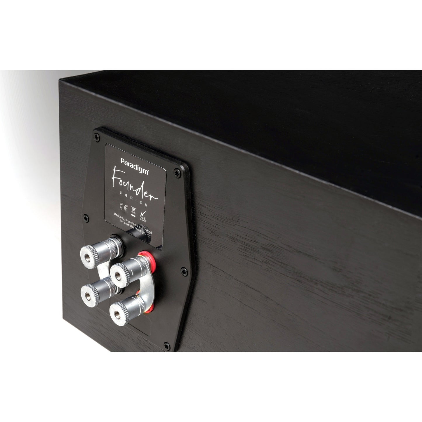Paradigm Founder 70LCR Lautsprecher Detailansicht Anschlussklemmen, Midnight Cherry