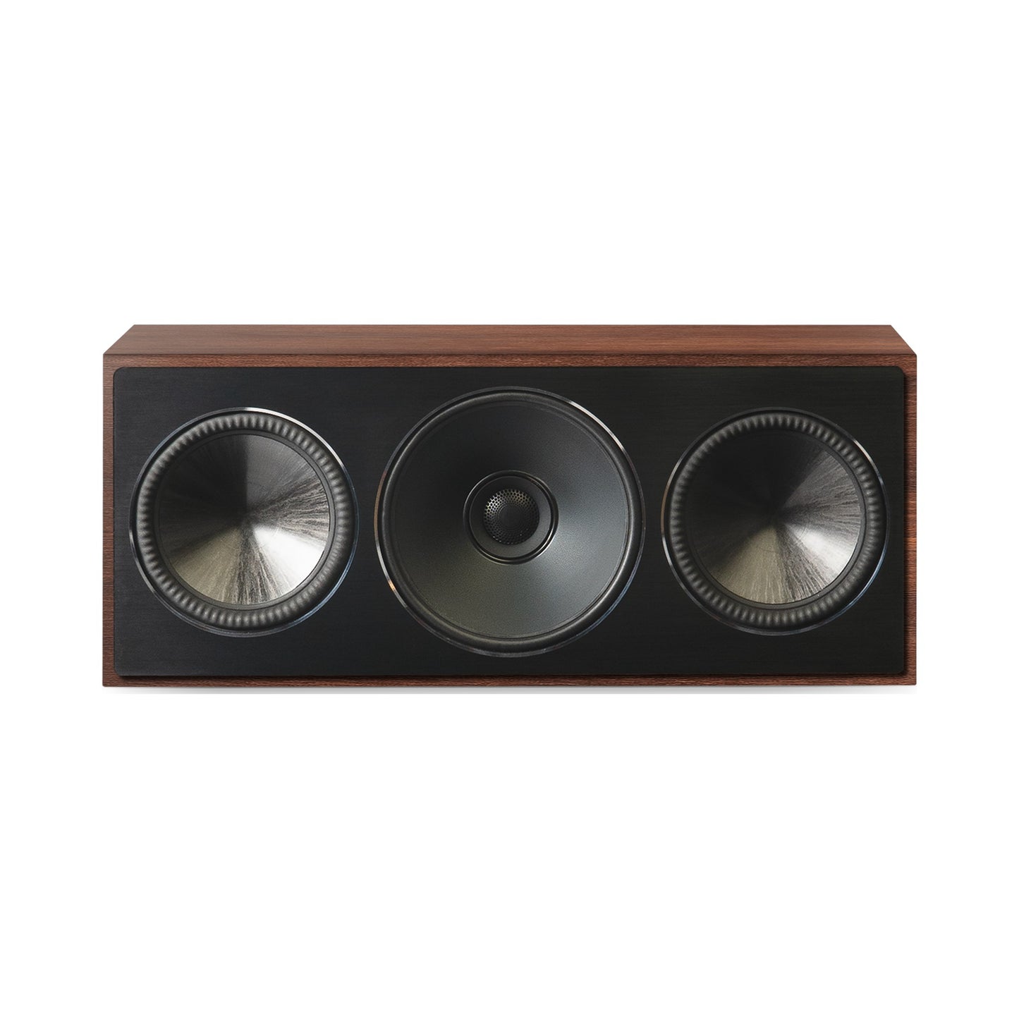 Paradigm Founder 70LCR Lautsprecher Frontansicht liegend aufgestellt, Walnut