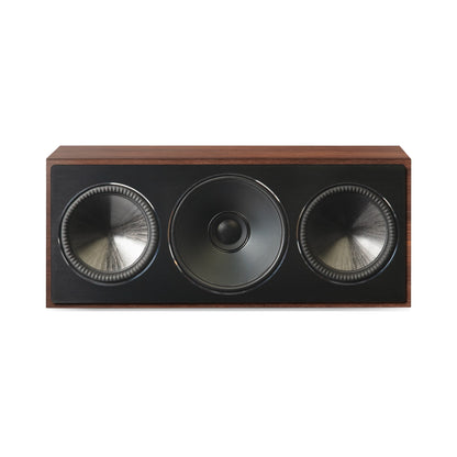 Paradigm Founder 70LCR Lautsprecher Frontansicht liegend aufgestellt, Walnut