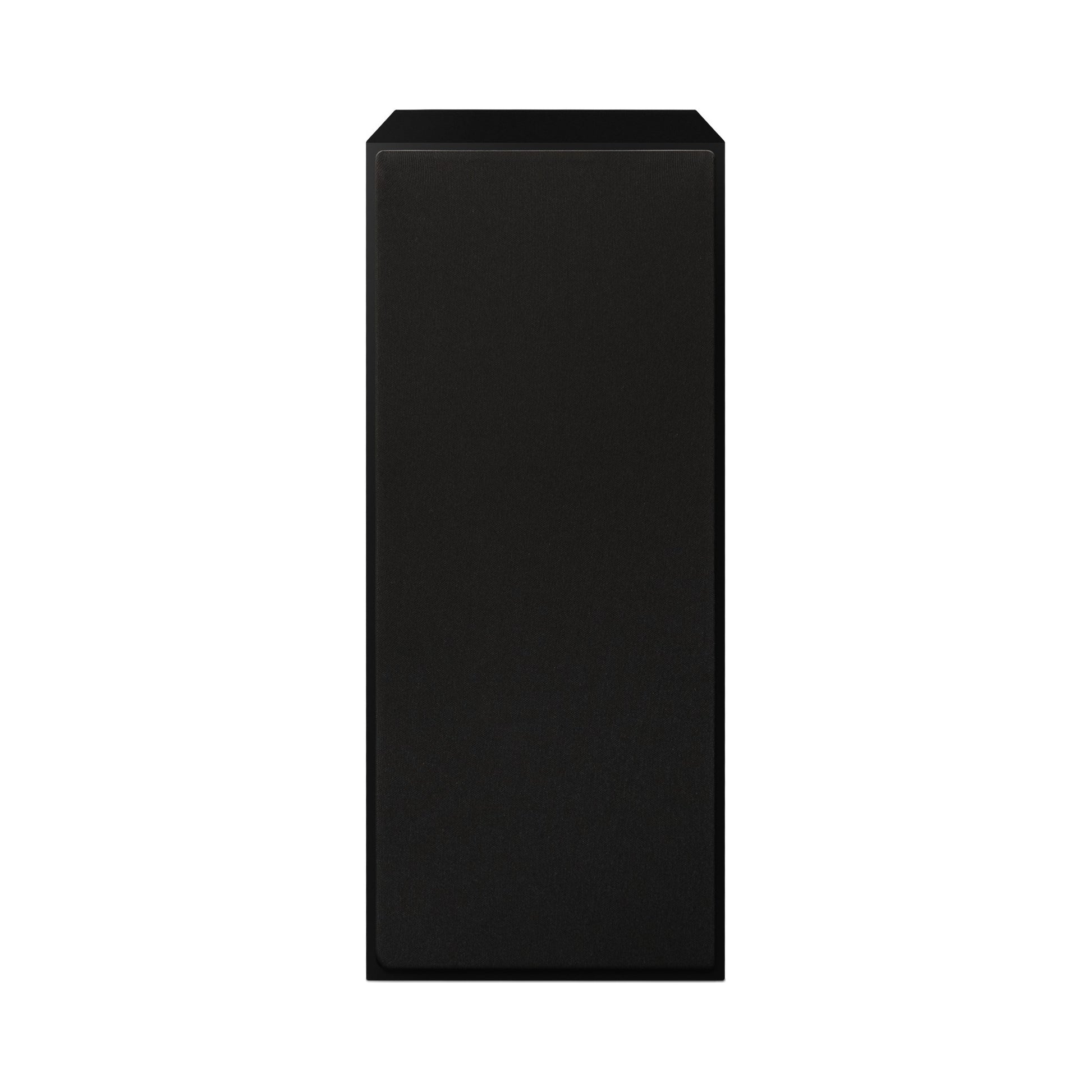 Paradigm Founder 70LCR Lautsprecher Frontansicht mit montierter Abdeckung aufrecht aufgestellt, Black Gloss