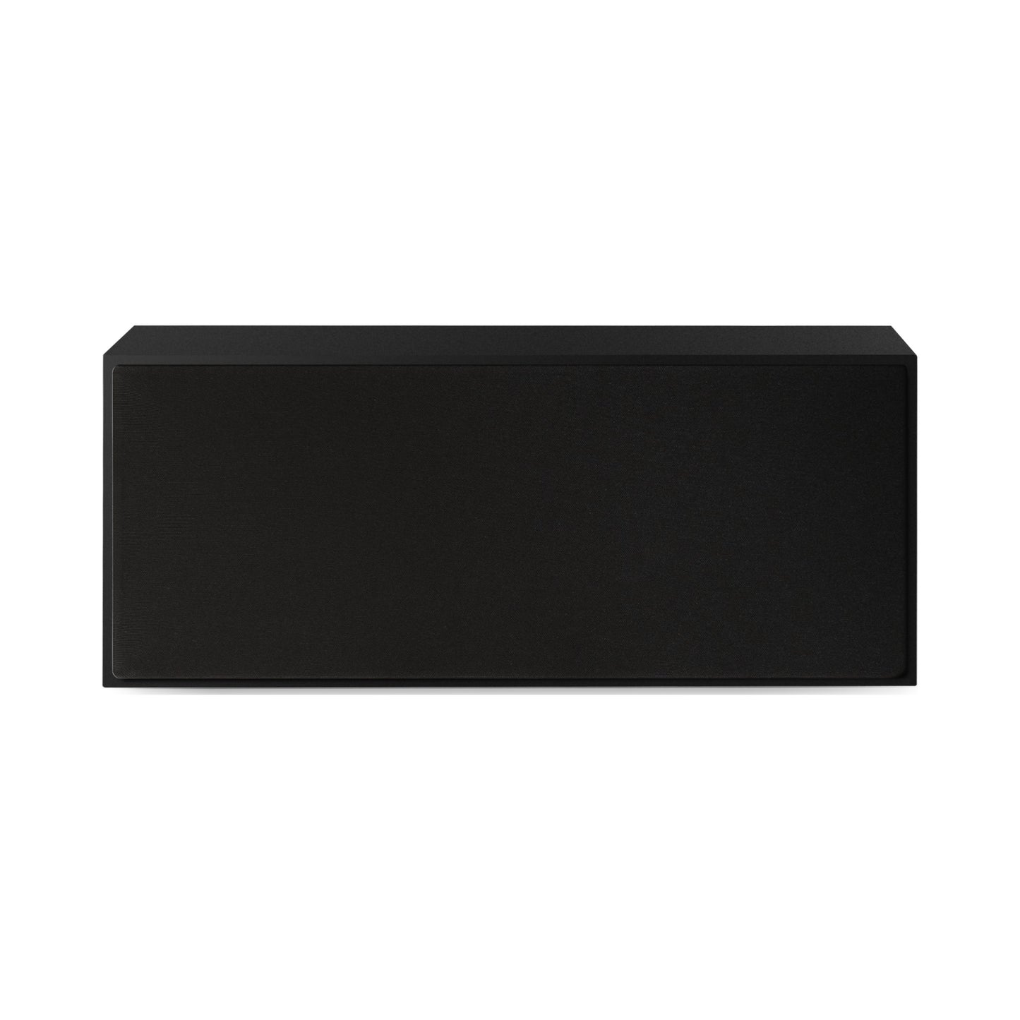 Paradigm Founder 70LCR Lautsprecher Frontansicht mit montierter Abdeckung liegend aufgestellt, Black Gloss