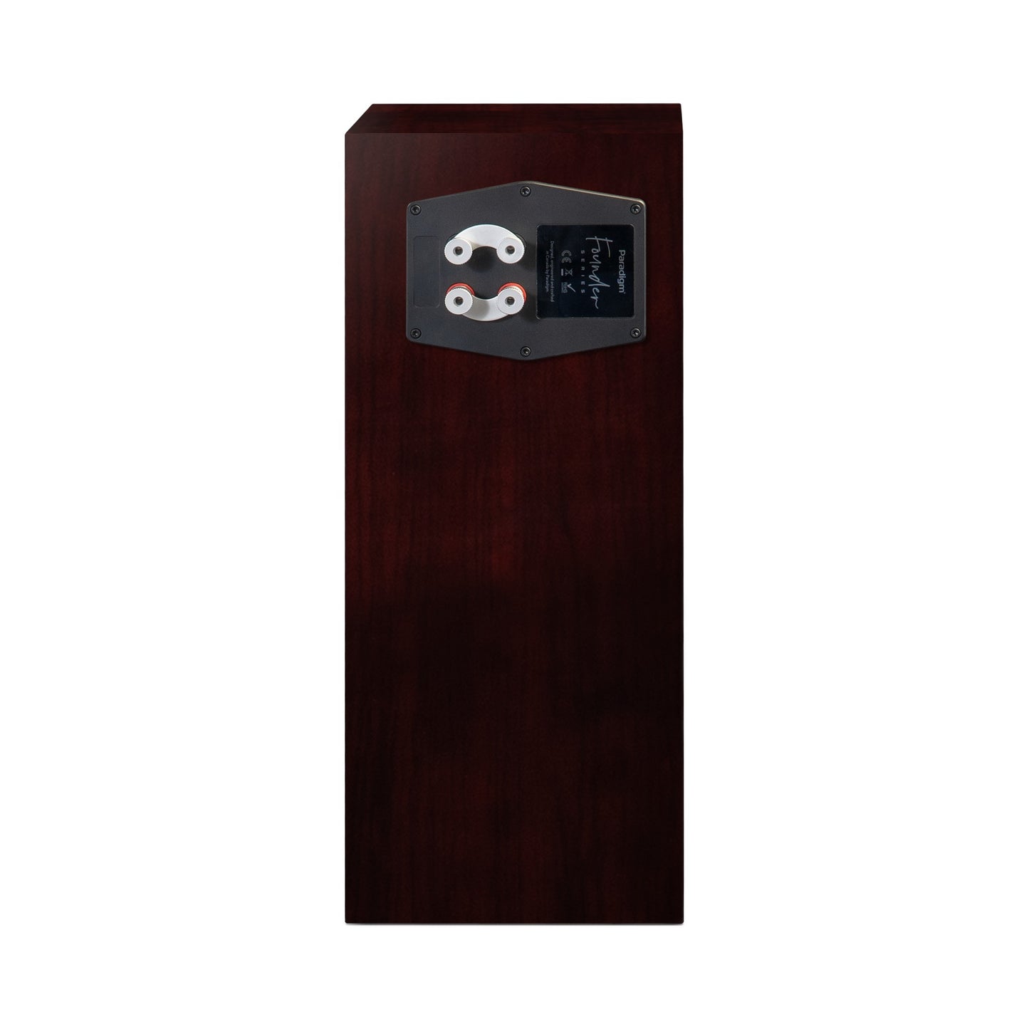 Paradigm Founder 70LCR Lautsprecher Rückansicht aufrecht aufgestellt, Midnight Cherry