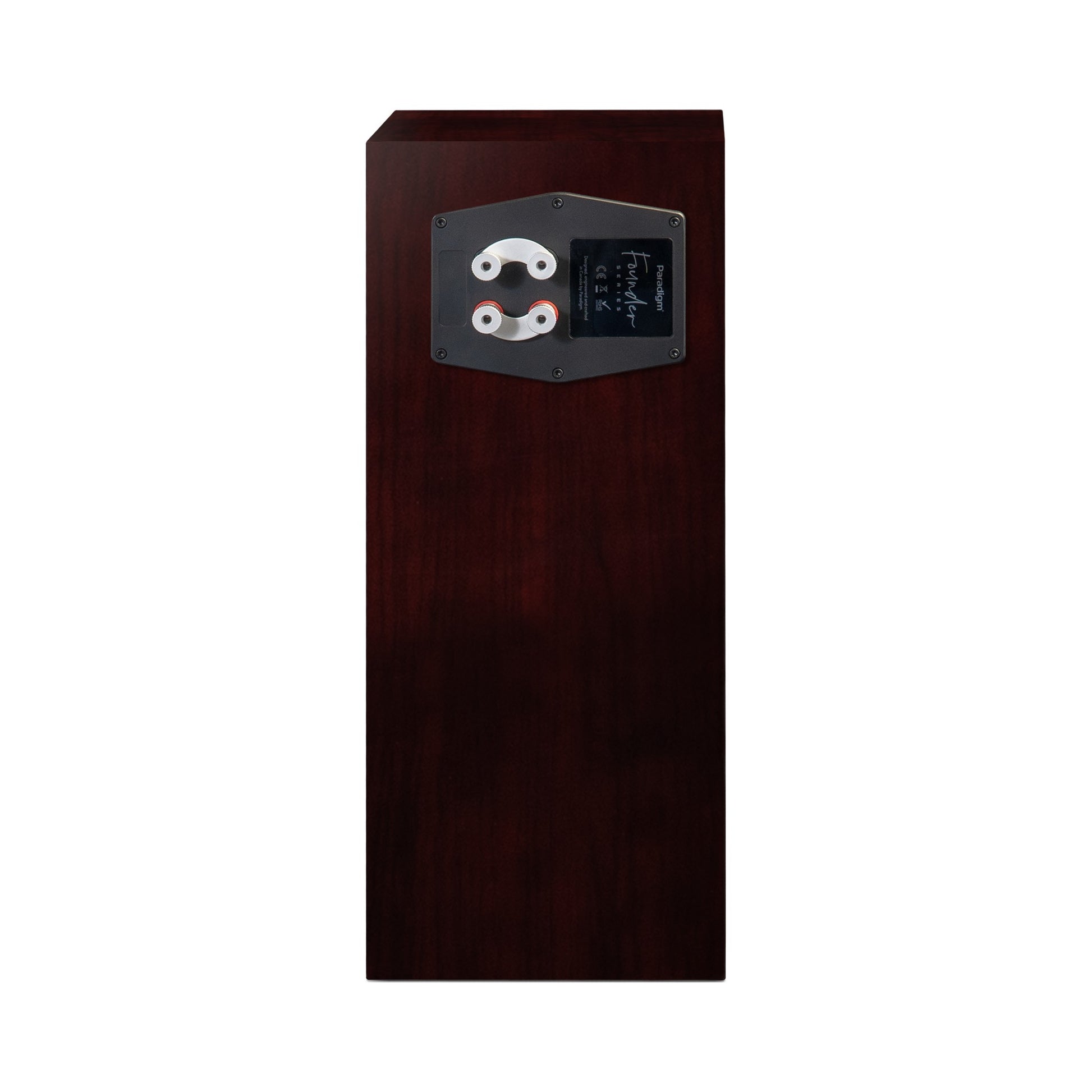 Paradigm Founder 70LCR Lautsprecher Rückansicht aufrecht aufgestellt, Midnight Cherry