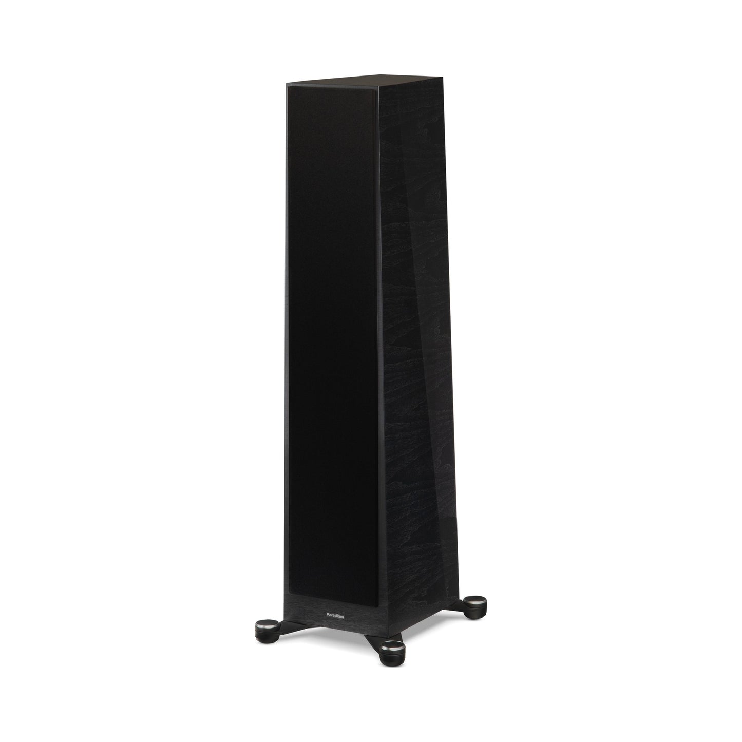Paradigm Founder 80F Standlautsprecher Schrägansicht mit montierter Abdeckung, Black Walnut
