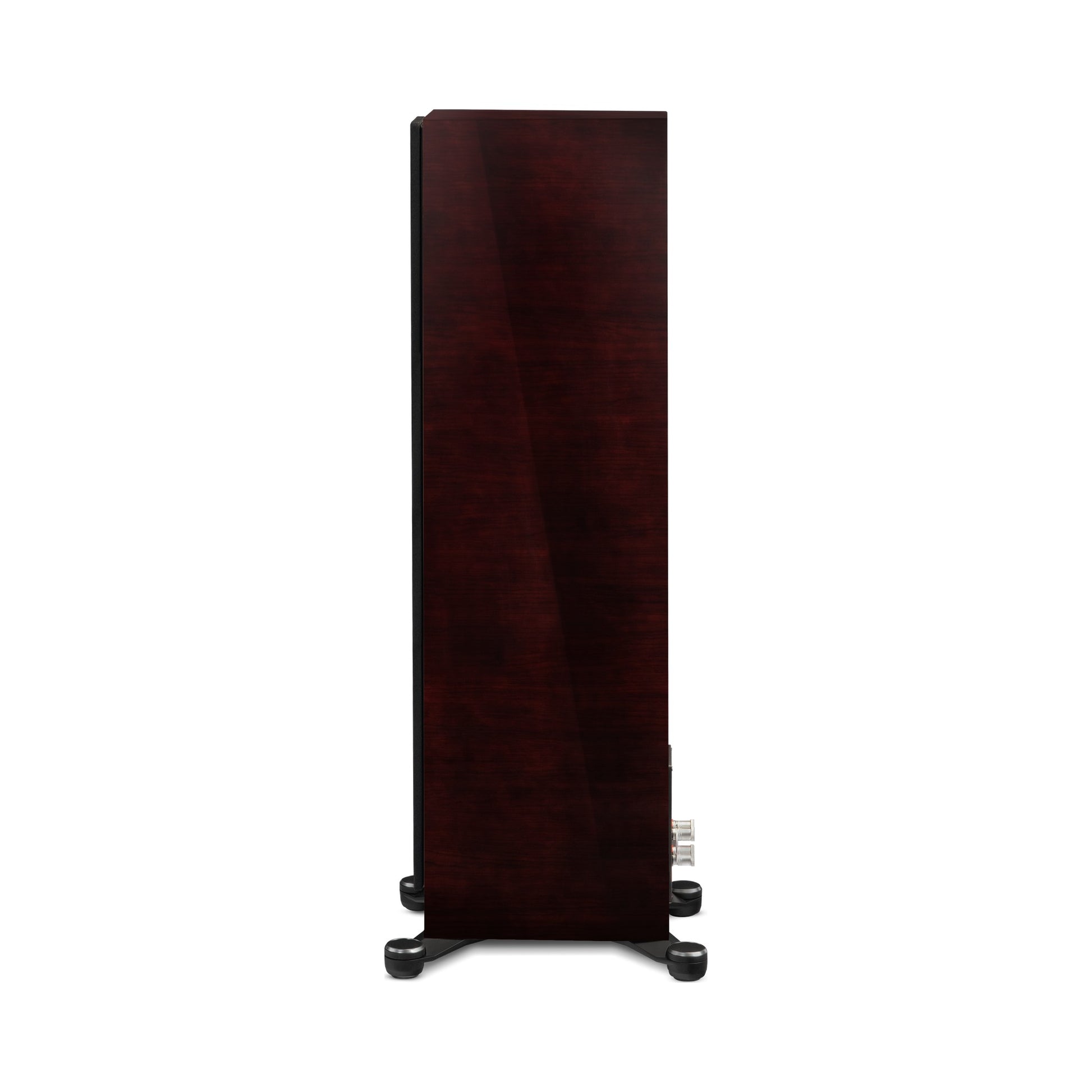 Paradigm Founder 80F Standlautsprecher Seitenansicht mit montierter Abdeckung, Midnight Cherry