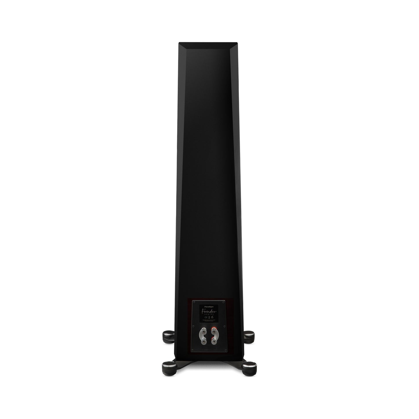 Paradigm Founder 80F Standlautsprecher Rückansicht mit Bi-Wiring-Anschlussfeld, Black Gloss