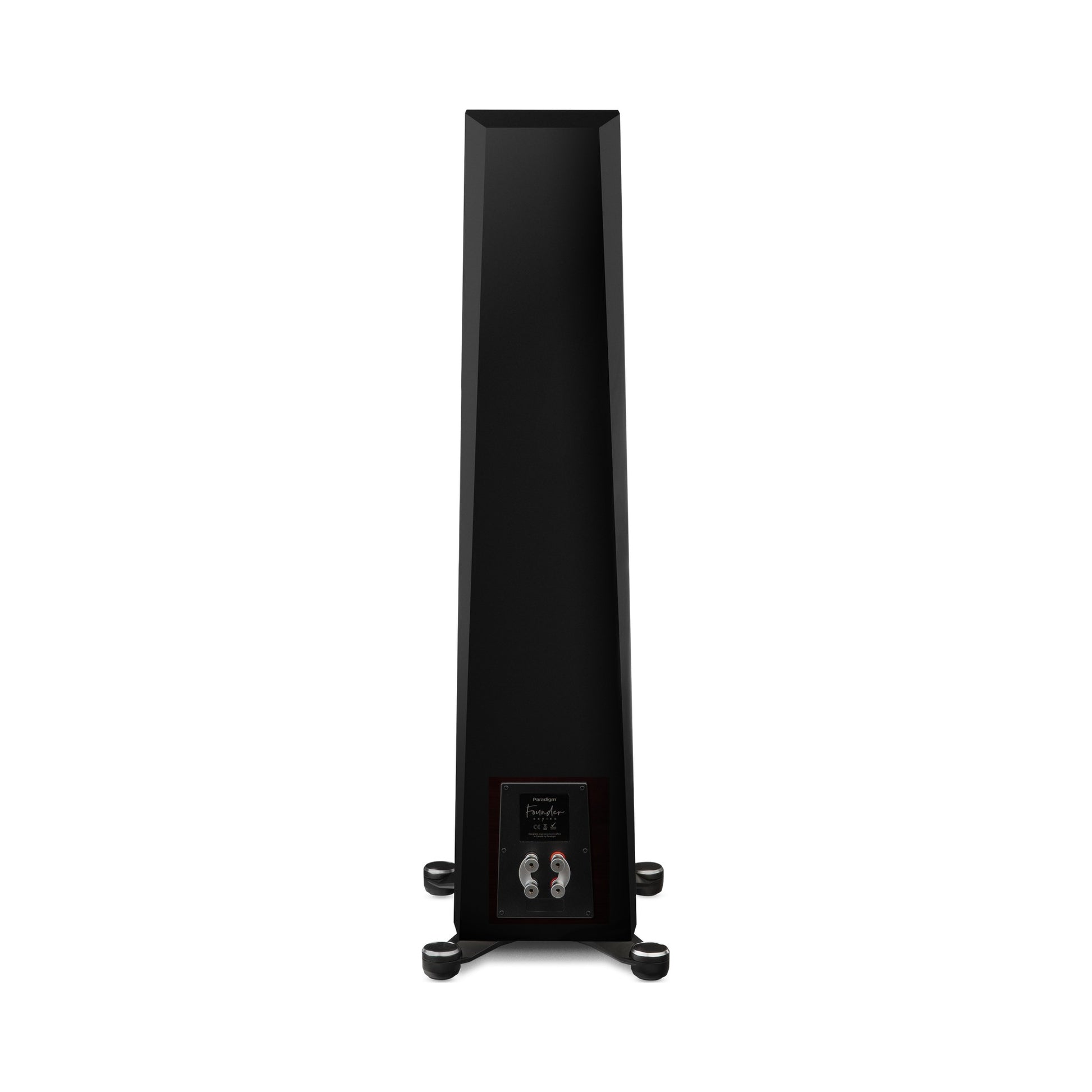 Paradigm Founder 80F Standlautsprecher Rückansicht mit Bi-Wiring-Anschlussfeld, Black Gloss