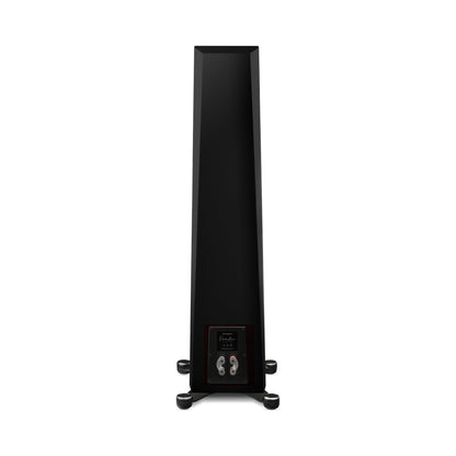 Paradigm Founder 80F Standlautsprecher Rückansicht mit Bi-Wiring-Anschlussfeld, Black Gloss