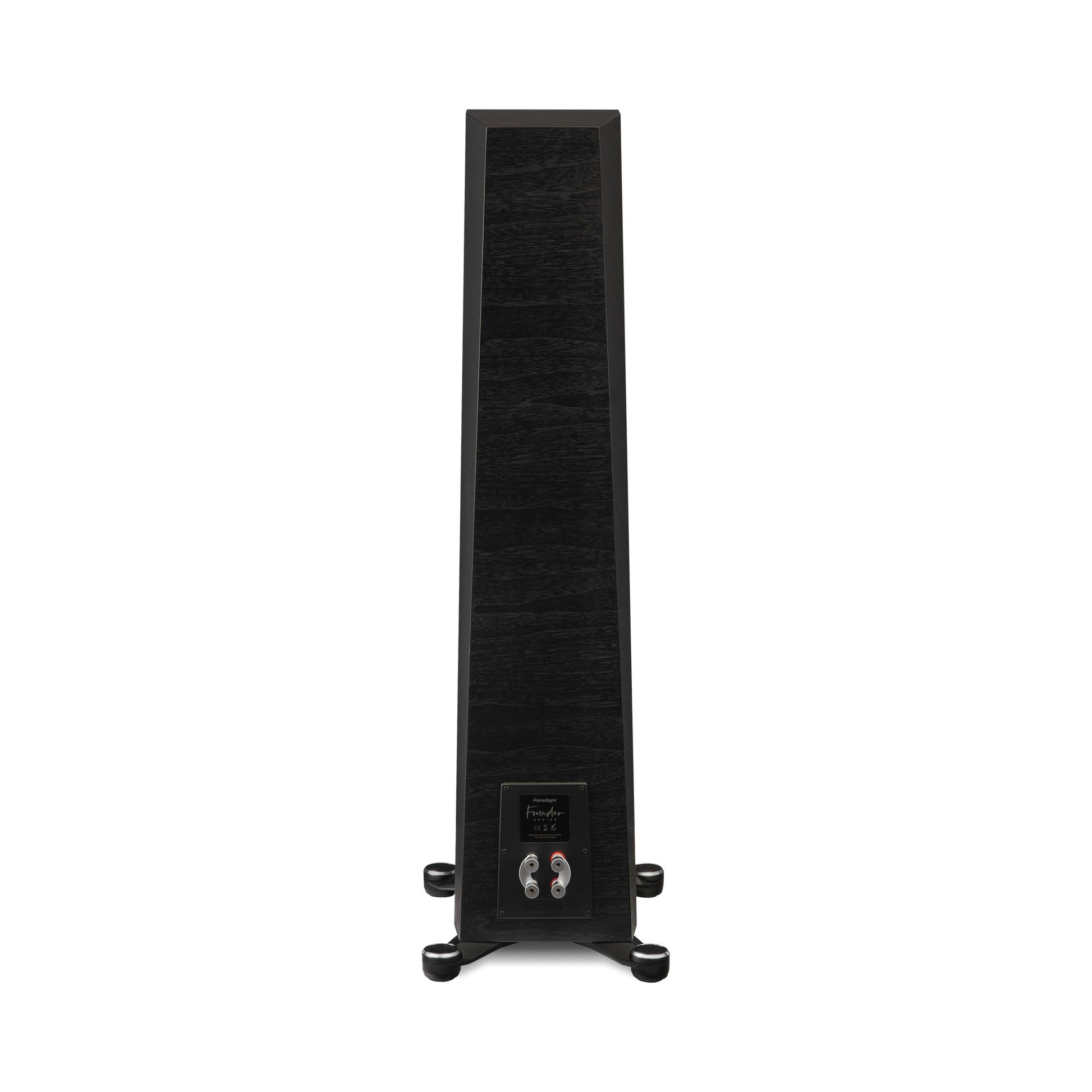 Paradigm Founder 80F Standlautsprecher Rückansicht mit Bi-Wiring-Anschlussfeld, Black Walnut