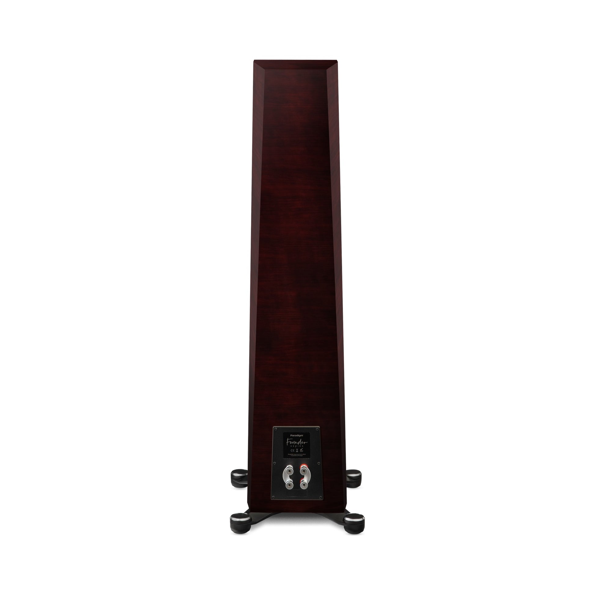 Paradigm Founder 80F Standlautsprecher Rückansicht mit Bi-Wiring-Anschlussfeld, Midnight Cherry