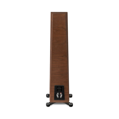 Paradigm Founder 80F Standlautsprecher Rückansicht mit Bi-Wiring-Anschlussfeld, Walnut