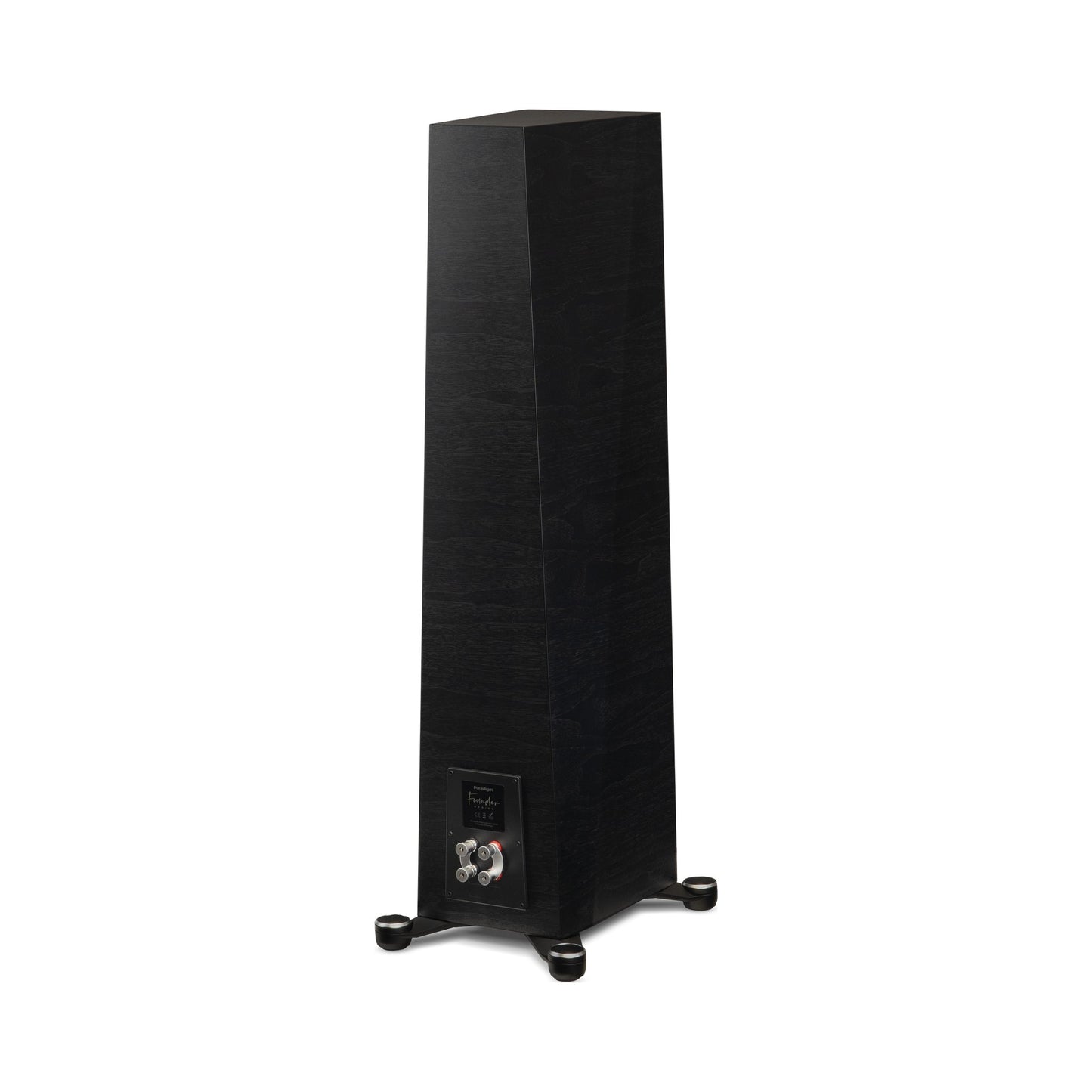 Paradigm Founder 80F Standlautsprecher Rückansicht schräg mit Anschlussfeld, Black Walnut