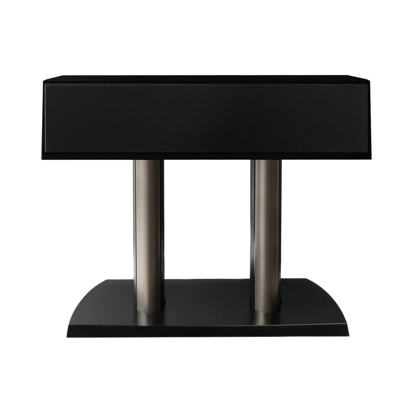 Paradigm Founder 90C Center-Lautsprecher Frontansicht mit montierter Abdeckung auf Standfuss, Black Gloss