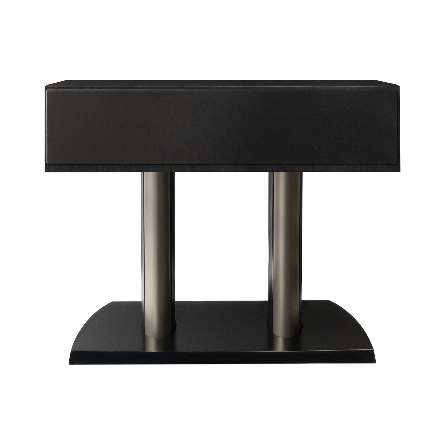 Paradigm Founder 90C Center-Lautsprecher Frontansicht mit montierter Abdeckung auf Standfuss, Black Walnut