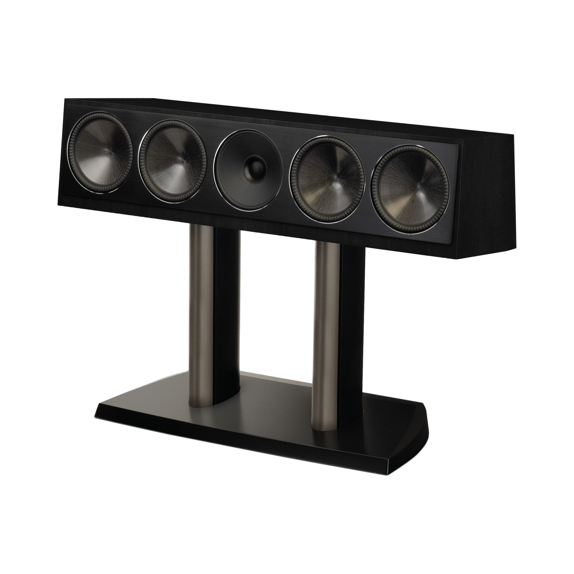 Paradigm Founder 90C Center-Lautsprecher Schrägansicht auf Standfuss, Black Walnut