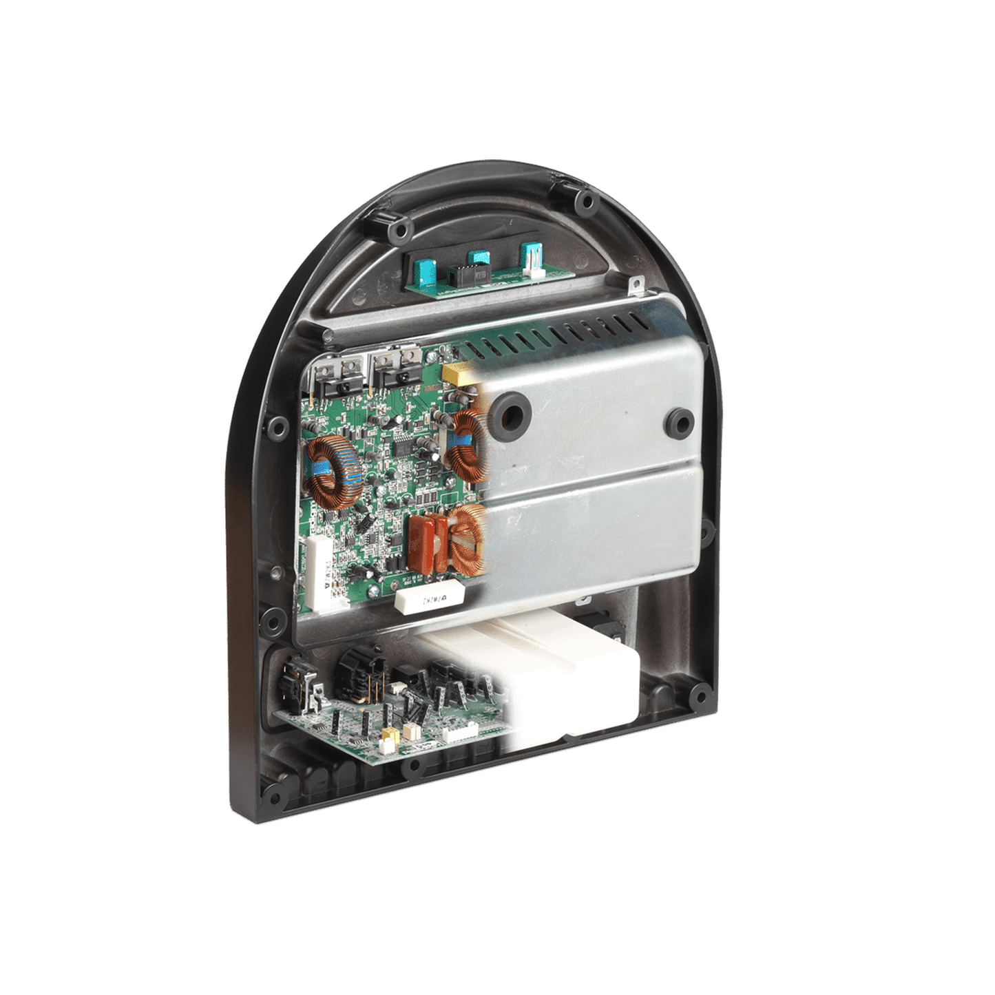 Paradigm Seismic 110 Subwoofer Detailansicht Verstärkermodul und Anschlussbereich, Satin Black