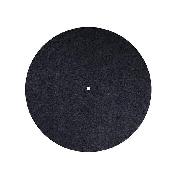 Plattentellerauflage Filzmatte universal Schwarz Draufsicht mit Mittelloch