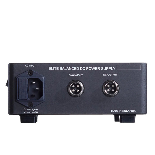 PLIXIR Elite BDC 12V 4A Dual Output Linearnetzteil Rückansicht mit zwei DC-Ausgängen und Kaltgerätebuchse