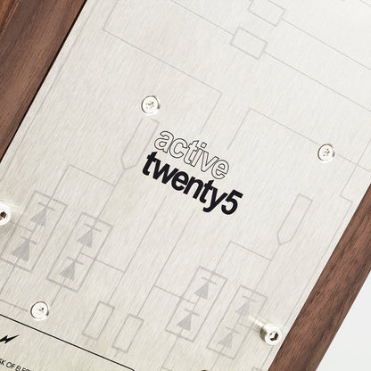 PMC Active Twenty5.21i Regallautsprecher Eiche Detailansicht Rückwandplatte mit Active-Twenty5-Schriftzug