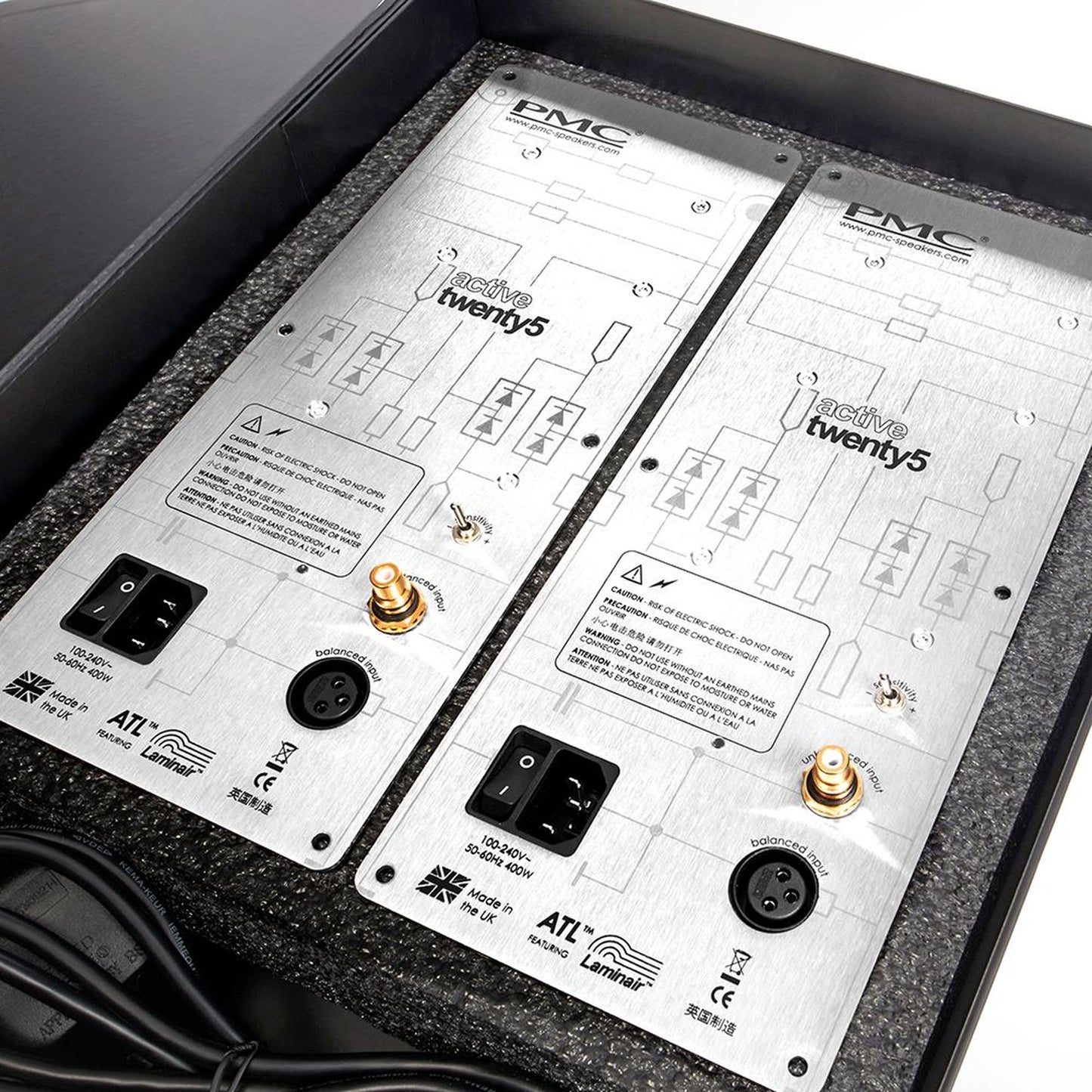 PMC Active Twenty5 Upgrade Aktiv-Nachrüstkit Anschlussfeld beider Aktivmodule mit XLR- und Cinch-Eingang