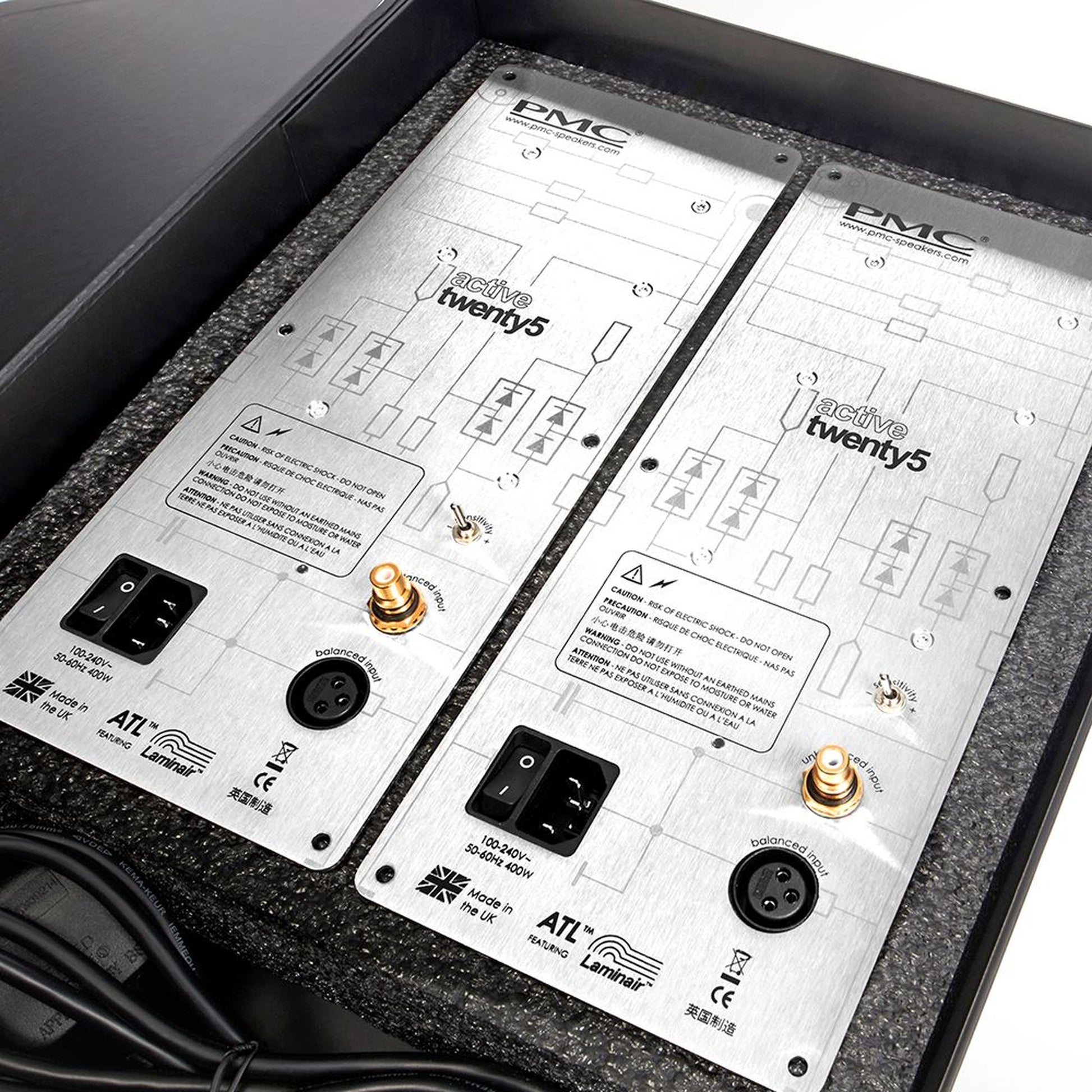 PMC Active Twenty5 Upgrade Aktiv-Nachrüstkit Anschlussfeld beider Aktivmodule mit XLR- und Cinch-Eingang
